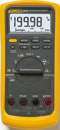 Fluke 87 Hand Digital-Multimeter, CAT III, CAT IV 1000V Ac / 10A Ac, 50MΩ, ISO-kalibriert