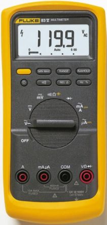 Fluke 83 Hand Digital-Multimeter, CAT III, CAT IV 1000V Ac / 10A Ac, 50MΩ, DKD/DAkkS-kalibriert