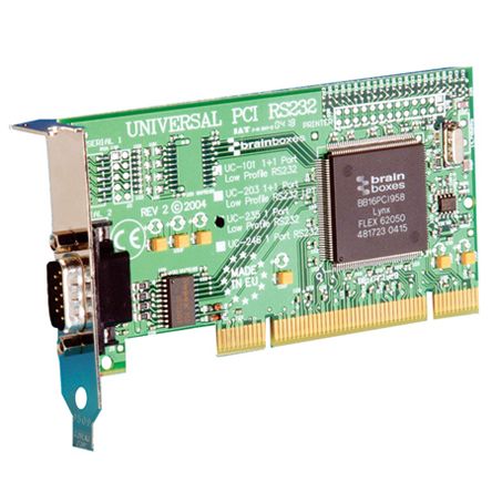 Brainboxes PCI Erweiterungskarte Seriell, 1-Port RS-232 115.2Kbit/s 128 B