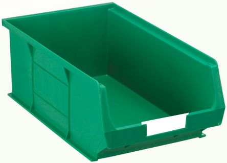 디바이스마트,공구함/작업대/엔클로저 > 플라스틱 엔클로저 > 악세사리류,,011742,RS PRO Green Plastic Stackable Storage Bin, 130mm x 205mm x 350mm / 484-4090