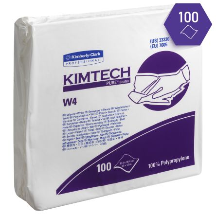 Kimberly Clark Kimtech Reinigungstücher, 1 Lagig, Weiß, 304 X 304mm, 100 Tücher Pro Packung