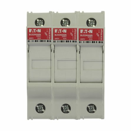 Eaton Sicherungshalter Für Hutschienenmontage Für 10 X 38mm Sicherungen 32A 690V Ac, Serie Bussman 3P-polig