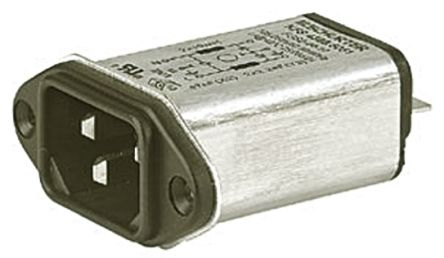 Schurter C14 IEC Filter Stecker, 250 V Ac / 1A, Tafelmontage / Flachsteck-Anschluss
