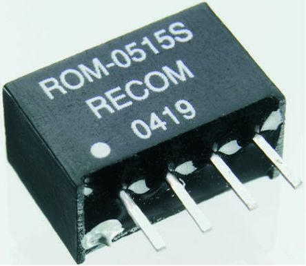 Recom ROM DC-DC Converter, 5V Dc/ 200mA Output, 4.5 → 5.5 V Dc Input, 1W, Through Hole, +85°C Max Temp -40°C Min