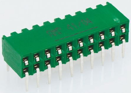 TE Connectivity AMPMODU HV190 Series Right Angle Through Hole Mount PCB Socket, 12-Contact, 1-Row, 2.54mm Pitch, Solder