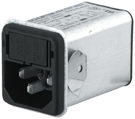 Schurter, C14 IEC Gerätestecker Mit Filter, 4301.6003, Lötanschluss, 4A, 250 V Ac, Snap-In