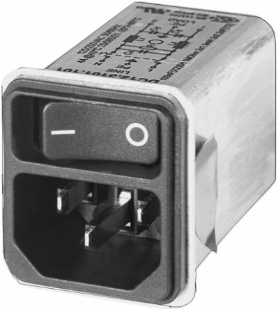 Schurter C14 IEC-Steckerfilter Stecker, 250 V Ac / 6A, Snap-In