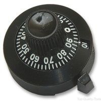 Vishay Potentiometer Drehknopf Schwarz, Zeiger Schwarz Ø 22.2mm X 22.2mm, Rund Schaft 6.35mm