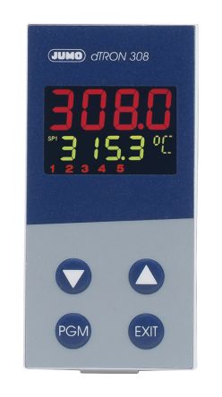 Jumo DTRON PID Temperature Controller, 96 X 48 (1/8 DIN)mm, 5 Output Analogue, 110 → 240 V Ac Supply Voltage