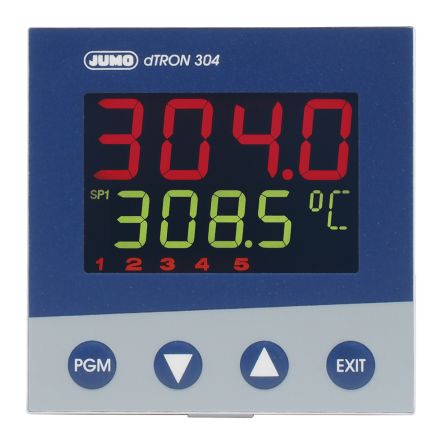 Jumo DTRON PID Temperature Controller, 96 X 96 (1/4 DIN)mm, 5 Output Analogue, 110 → 240 V Ac Supply Voltage