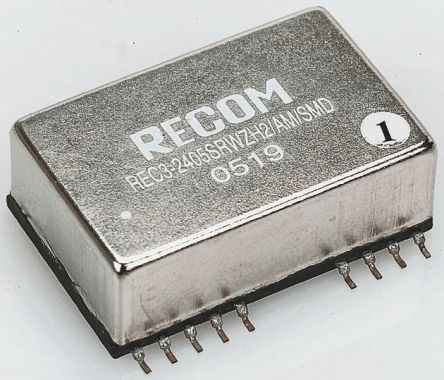 Recom REC3 DC-DC Converter, ±12V Dc/ ±125mA Output, 9 → 36 V Dc Input, 3W, Surface Mount, +85°C Max Temp -40°C