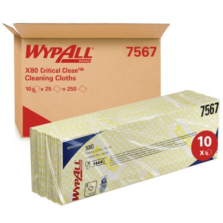 Kimberly Clark WypAll Yellow Cloths For Industrial Cleaning, Dry Use, Pack Of 25, 420 X 360mm, Repeat Use