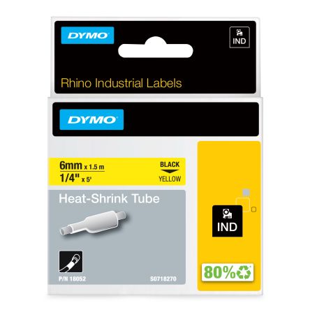 Dymo Rhino Wärmeschrumpfschlauch-Etiketten Schwarz Auf Gelb