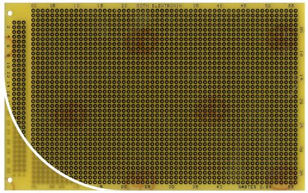 Roth Elektronik Placa De Matriz RE060-LF, Cara única, DIN 41612 C, FR4, Orificios: 37 X 56, Diámetro 1mm, Paso 2.54 X 2.54mm, 160 X 100