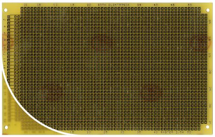 Roth Elektronik Single Sided Matrix Board FR4 With 37 X 55 1mm Holes, 2.54 X 2.54mm Pitch, 160 X 100 X 1.5mm