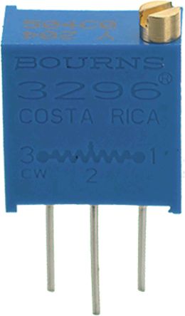 Bourns 3296 25-Gang THT Trimmer-Potentiometer, Einstellung Von Oben, 10kΩ, ±10%, 0.5W, Pin, L. 9.53mm