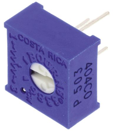 Bourns 3386 1-Gang THT Trimmer-Potentiometer, Einstellung Von Oben, 50kΩ, ±10%, 0.5W, Pin, L. 9.53mm