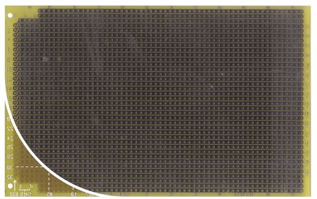 Roth Elektronik FR4Europlatine, Epoxid Glasfaser-Laminat 1, 160 X 100 X 1.5mm 35μm, PCB-Bohrung 1mm, Raster 2,54mm 38 X