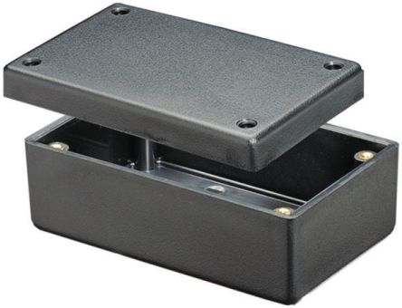 Hammond 1594 Series Black Flame Retardant ABS Enclosure, IP54, Black Lid, 131.5 X 66.3 X 55.1mm