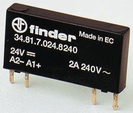 Finder Relé De Estado Sólido 34, Contactos SPST, Control 16 → 30 V, Carga 1,5 → 48V Dc, 0,1 A Máx.,