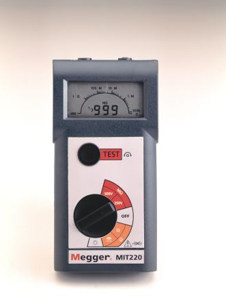 Megger 绝缘导通测试仪 数字兆欧表, MIT220系列, 最大测量999MΩ, 测试电压250V至500V 直流, 测试电流200mA