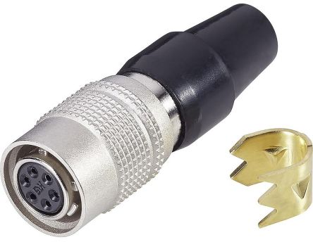 Hirose HR10 Series, 5 Pole Cable Mount Connector, 7mm Shell Size, Female Contacts, Push-Pull Mating