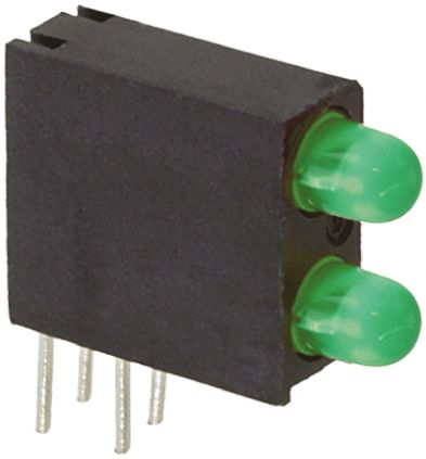 Dialight Indicateur à LED Pour CI,, 553-0222F, 2 LEDs, Vert, Traversant, Angle Droit