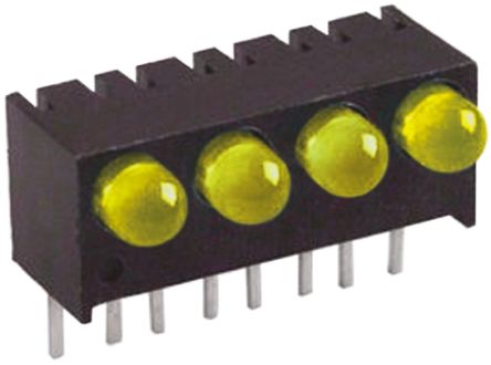 Dialight LED Anzeige PCB-Montage Gelb 4 X LEDs THT Rechtwinklig 8-Pins 60 ° 1,8 V