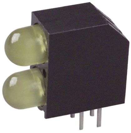 Dialight Indicateur à LED Pour CI,, 552-0933F, 2 LEDs, Jaune, Traversant, Angle Droit