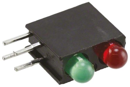 Dialight Indicador LED Para PCB A 90º Verde Y Rojo, λ 565 / 635 Nm, 2 LEDs, 2,2 V, 60°, Dim. 14.06 X 4.32 X 9.65mm,