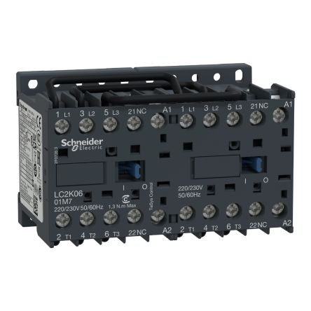 Schneider Electric Contactor De Inversión TeSys K LC2K De 3 Polos, 3 NA, 6 A, Bobina 110 V Ac, 2,2 KW