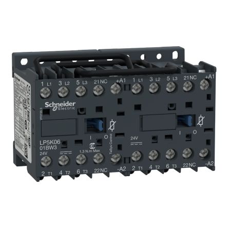 Schneider Electric Contacteur Inverseur Série LP5K, 3 Pôles, 3NO, 6 A, 24 V C.c., 1.5 KW