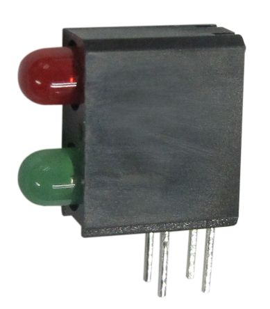 Kingbright LED Anzeige PCB-Montage Grün, Rot 2 X LEDs THT Rechtwinklig 2-Pins 40 ° 2,5 V