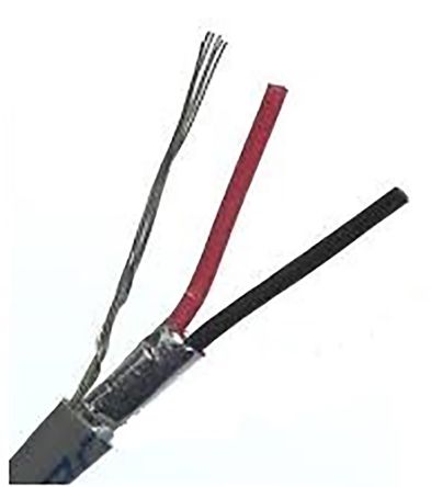 Belden 线路电平低压信号线 音频线, 2芯屏蔽, 0.33 mm2线规, 黑色