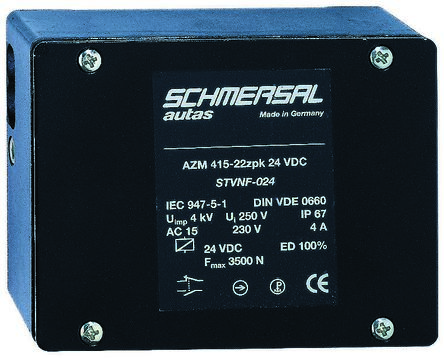 Schmersal 电磁安全门开关, AZM 415系列, 电动解锁, 2 常闭安全触点, 金属外壳