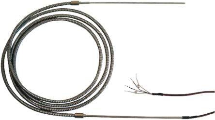 RS PRO Thermoelement Typ T / +200°C, Fühler L 250mm, Kabel L. 1m, Edelstahl, ø 4mm
