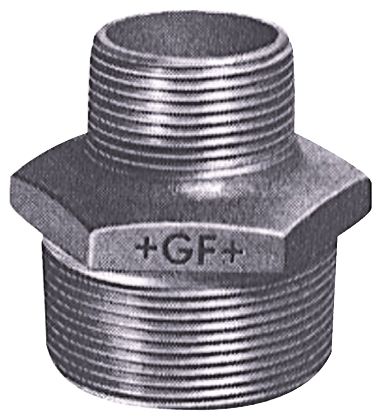 Georg Fischer Galvanised Malleable Iron Fitting Reducer Hexagon Nipple, Male BSPT 3/8in To Male BSPT 1/4in