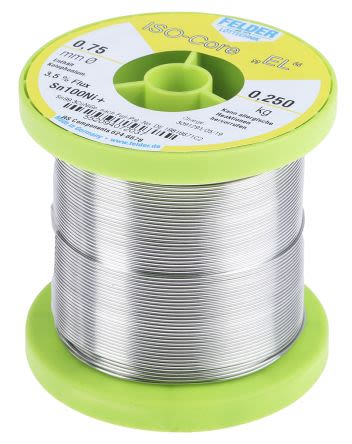 Felder Lottechnik Hilo De Soldar De 0.75mm, Fusión A: 227°C, Composición: Sn 99.3%, Pb 0%, Cu 0.7%, Peso 250g