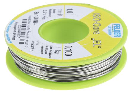 Felder Lottechnik Felder Löttechnik ISO-Core EL Lötzinn Bleifrei 99.3%Sn 0%Pb 0.7%Cu, 227°C, Ø 1mm / 100g