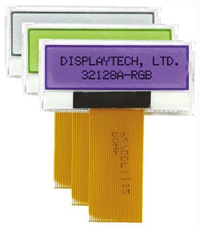 Displaytech Monochrom LCD, Graphisch 128 X 32pixels, Hintergrund Blau, Grün, Rot Reflektiv, FPC Interface