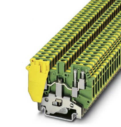 Phoenix Contact UDK 4-PE Series Green/Yellow DIN Rail Terminal Block, Double-Level, Screw Termination