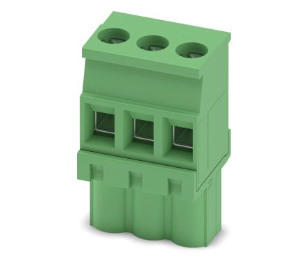 Phoenix Contact, 5.08mm Pitch, MVSTBW 2.5/ 3-ST-5.08, 3 Way,, Pluggable Terminal Block, Plug, Cable Mount, Screw Down