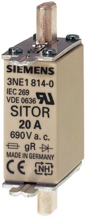 Siemens 3NE Sicherungseinsatz NH000, 690V Ac / 50A, GR - GS DIN 43620, IEC 60269-2-1, VDE 0636