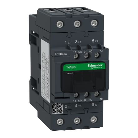 Schneider Electric LC1D Series Contactor, 400 V Ac Coil, 3-Pole, 40 A, 18.5 KW, 3NO, 690 V Ac