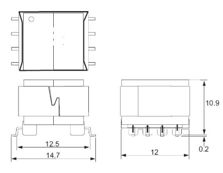 OEP Impulstransformator 3mH 0.65Ω 0.55Ω 1:1:1 SMD, 1.8 μH, 3.5 μH 13.1 X 17 X 11.95mm