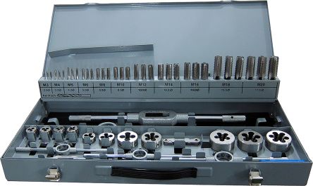 Essential Threading Tool with Storage Case Metric Inch Sizes Volterin 12-Piece Tap and Die Set