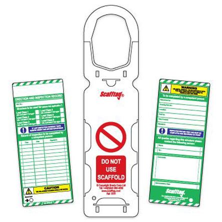 Scf01 足場タグ Scafftag 緑地に白 ホルダ X 10 インサート X 20