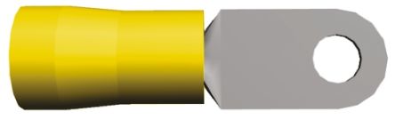 TE Connectivity PLASTI-GRIP Ringkabelschuh, Isoliert, Vinyl, Gelb, Aussen ø 13.87mm, Innen ø 5mm, Max. 26.65mm², M5
