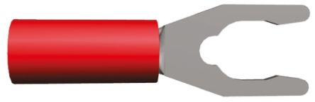 TE Connectivity PLASTI-GRIP Rot Isoliert Gabelkabelschuh B. 6.2mm Nylon, Min. 0.26mm², Max. 1.65mm² 22AWG 16AWG