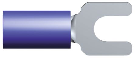 TE Connectivity PIDG Blau Isoliert Gabelkabelschuh B. 7.54mm Nylon, Min. 1mm², Max. 2.6mm² 16AWG 14AWG, Nicht Ummantelt